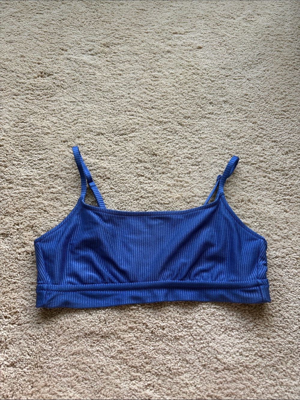 aerie Ribbed Blue Bikini Top with Adjustable Straps